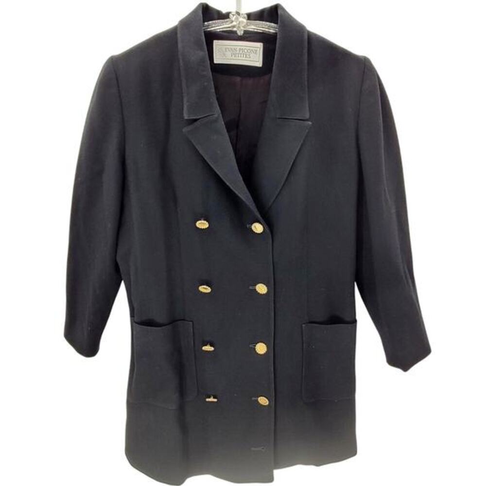 Evan Picone Vintage 80s‎ Preppy Union Navy Blue Double Breasted Coat Dress